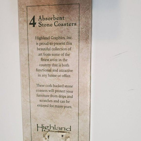 Wine Theme Stone Coasters, set of 4, Absorbent, Cork Backed, Tuscan Decor, NWT - Picture 4 of 7